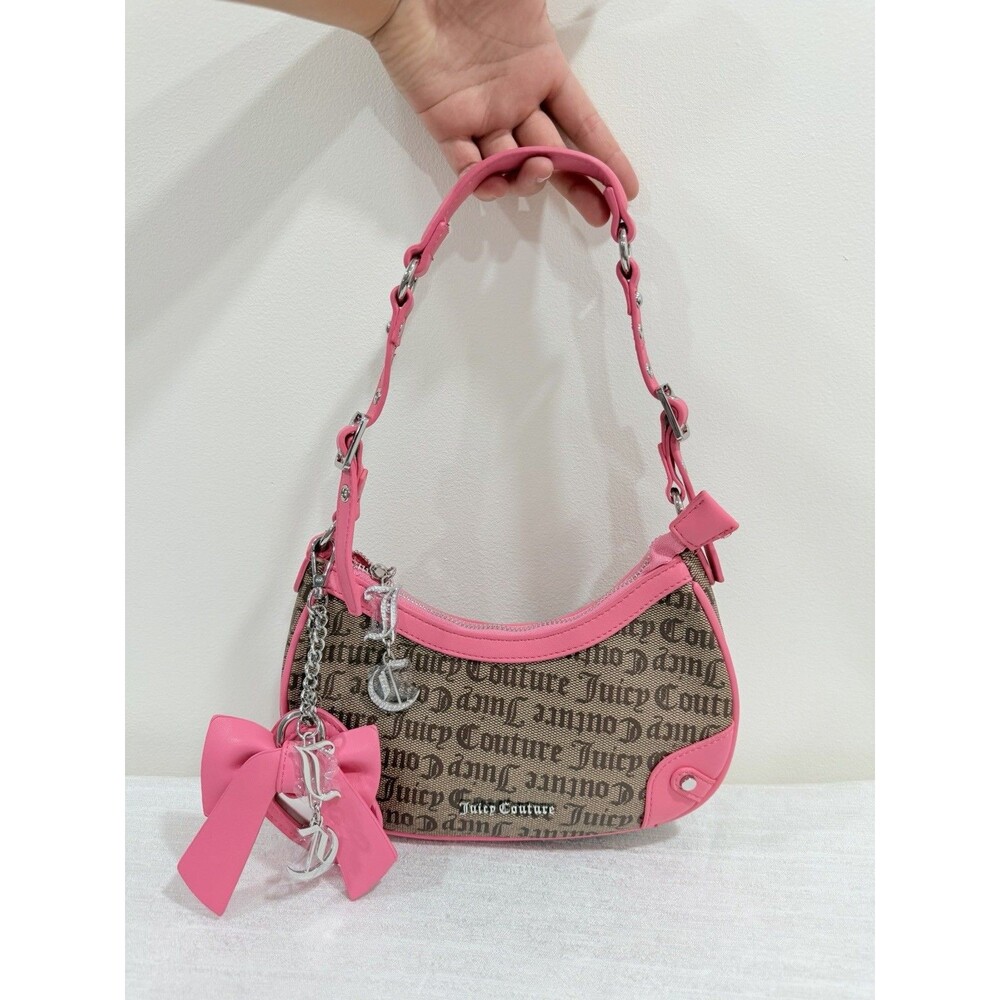 Juicy Couture Monogram Shoulder Bag Pink Trim NWOT